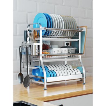 廚房置物架不銹鋼碗架瀝水籃臺面晾放碗筷多層多功能收納濾架