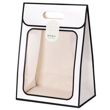 Indik 線條開窗白色禮物盒 小款 10入 + 貼紙 10入  白色  1組