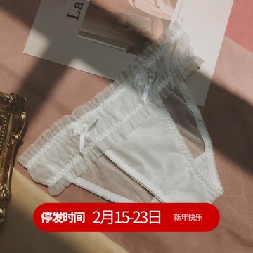 3件8折性感內褲女士冬季網紗透視蕾絲少女短褲透明無痕三角褲