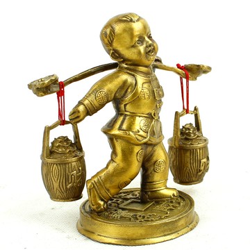 銅藝品 銅送財童子 童子擺件 銅工藝品