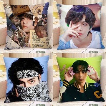 【台灣出貨】BTS防彈少年抱枕 金泰亨雙面圖案學生房間宿舍牀頭靠枕 靠墊 禮物 明星應援 明星周邊 宿捨靠枕 生日禮物