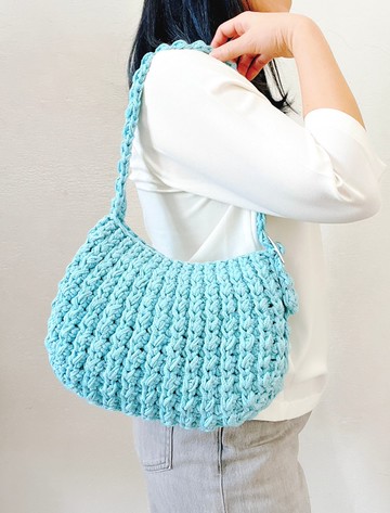 韓版花生包 蒂芬尼藍閃亮銀絲款-L