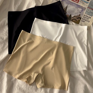 今天買明天到】純色冰絲內褲女士純棉襠透氣中腰無痕防走光安全褲女生平角褲 ZLCP D0129 Y3IX