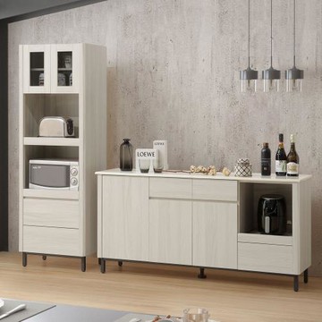 【Homelike】 喜家居餐櫃二件組(5.3尺餐櫃+高櫃)(2348)