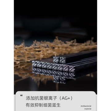 家用合金筷子家庭2024新款防霉防滑抗菌日式餐廳酒店高檔筷子黑色