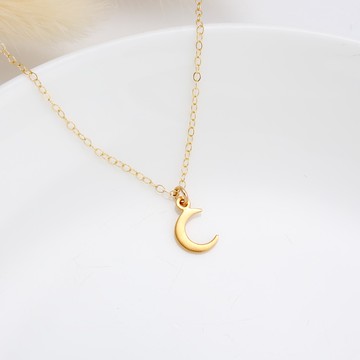 【Angel & Me】迷你 金色 月牙 月亮 s925 純銀厚鍍24k純金 項鍊