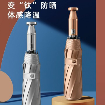 貴賓豪車傘折疊十骨鈦膠全遮光破窗自動傘鈦銀防曬防紫外線遮陽傘