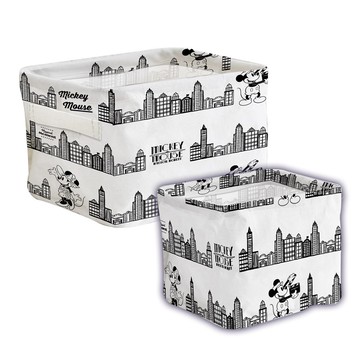 迪士尼 Disney 花布收納桶 百老匯方形 大款/中款/小款 米奇/米妮【5ip8】DN0156