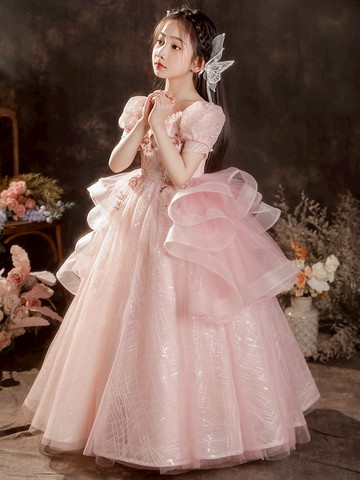 女童公主裙生日禮服蓬蓬紗輕奢小眾高端兒童主持鋼琴演奏演出服