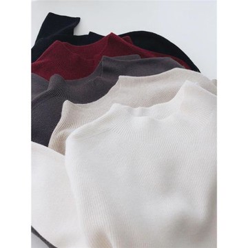 軟糯仿羊絨厚實內搭打底針織衫女秋冬彈力修身顯瘦半高領長袖毛衣