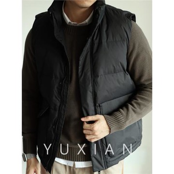 YUXIAN國標90白鴨絨背心羽絨馬甲650蓬外套日系保暖加厚男士冬季