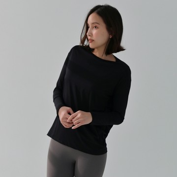 Mori girl 親膚彈力排汗長袖上衣 黑