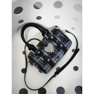 uustudio原創小眾設計甜酷辣妹亞比星星格紋波士頓手提包斜挎小包