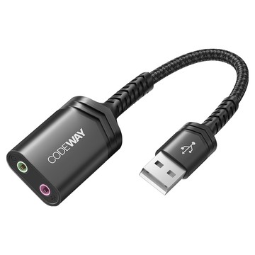 CODEWAY USB 外接音效卡 3極 高品質聲音輸出  單一商品  灰色  1條