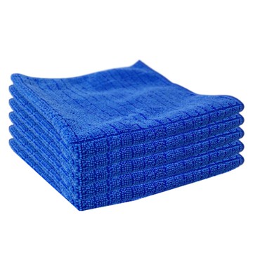 World Clean 高級棋盤格超細纖維抹布 藍色  5個  40 x 60 cm