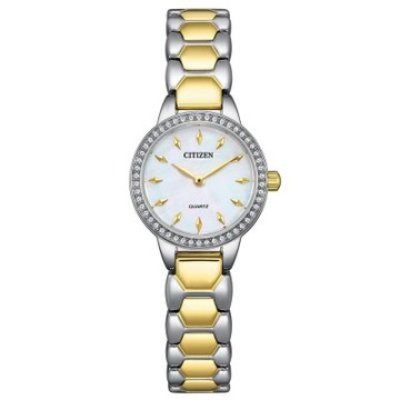 CITIZEN 星辰LADYS白蝶貝水晶鑽淑女石英錶 EZ7014-55D