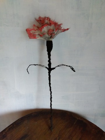 金屬線藝品・古紙康乃馨 2