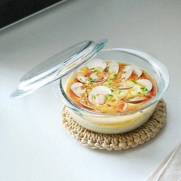 日本霜山 多功能耐熱玻璃調理碗(附蓋)-1.4L