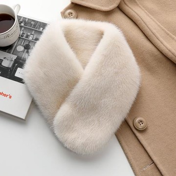 整貂水貂毛圍脖女真毛皮草裘皮圍巾假領毛毛領保暖簡約韓版