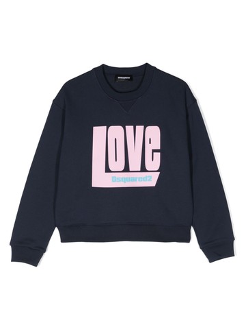 Dsquared2 Kids - slogan-print cotton sweatshirt - kids - Cotton - 8 yrs - Blue