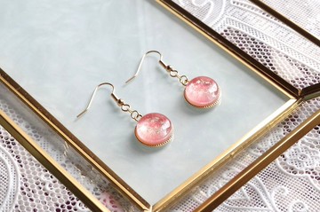 樹脂藝術 圓形耳環・春爛漫