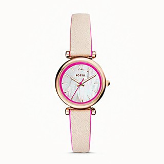 FOSSIL Carlie Mini三針裸皮手錶-粉-ES4833