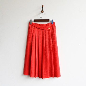 【蛋植物古著】豔紅光影百褶古著長裙