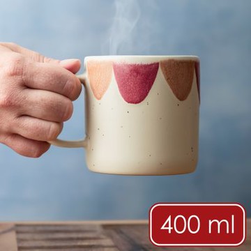 《Mikasa》石陶馬克杯-胭色扇簷400ml-- 水杯 茶杯 咖啡杯  拿鐵杯 北歐風