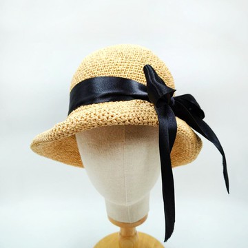 Miranda Handmadex覓品竹北手作店-手工拉菲草編織帽-大蝴蝶結款