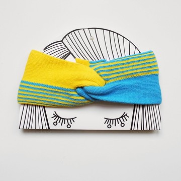 【經典商品】Margot 法式手工髮帶-黃/水藍