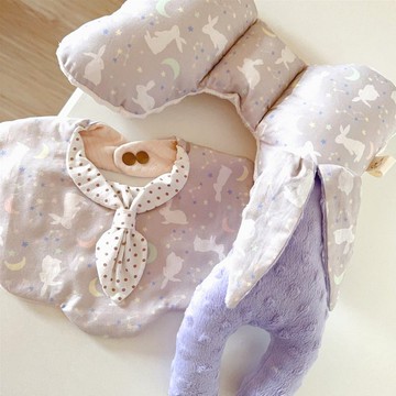 許願星夜月兔 彌月禮盒 安撫兔 蝴蝶枕 公主花瓣領兜