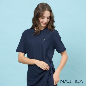 Nautica 官方旗艦 女裝 側綁帶涼感洋裝-深藍色