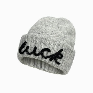 【米蘭精品】現貨+預購 韓版毛帽毛呢帽針織帽秋冬季加絨厚磅保暖帽冷帽休閒帽- 字母刺繡女帽子5色74my8