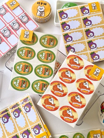 3小喵咪/喵咪復古餐廳封口貼/手帳貼紙/2款圖案