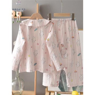 現貨韓國品牌童裝2025秋新款女童兒童中小童小兔子家居服睡衣套裝