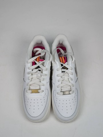 微瑕疵-左右腳中底鞋底色差 DH9595-001 6.5Y Nike Air Force 1 1s Double Up On The Pull Tabs Swooshes 雙層勾勾 米白 金 女款