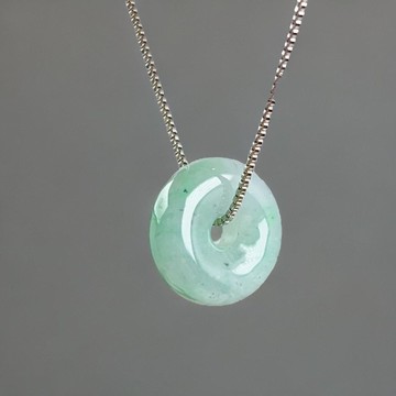 【願‧平安】果陽綠翡翠平安扣項鍊 | 天然緬甸玉A貨翡翠 | 送禮