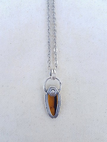 緬甸琥珀純銀墜子