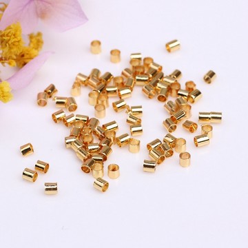 HC--【 100pcs/包】 14k包金保色定位管 鋼絲繩固定夾扁扣 diy飾品手鏈項鏈串珠收尾
