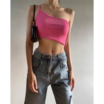 歐美純色胸墊吊帶上衣短款法式小吊帶背心女夏外穿多色內搭外穿