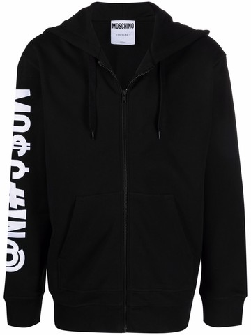 Moschino - Symbols logo-print zipped hoodie - men - Cotton - 50 - Black