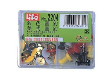 徠福 NO.2204 豪華型彩色圖釘+美式圖釘 / 盒【APP滿額下單4%點數(單一帳號最高1000點)】7/31止