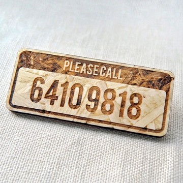 【客製化】純電話號碼款式停車牌 6種字款 刨花木 | 雷雕木製
