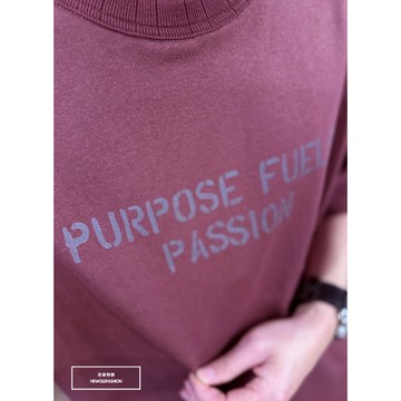 E7th.厚磅領口車線PASSION英字短T-紅(E781242503)