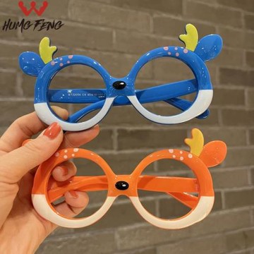 兒童硅膠太陽鏡框架潮女童鹿角眼鏡防曬墨鏡無鏡片男童表演出鏡架