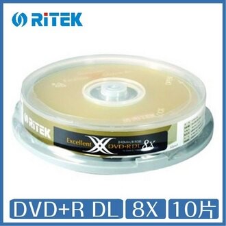 EF【RiTEK錸德】 8X DVD+R DL 桶裝 8.5GB X版 10片/組