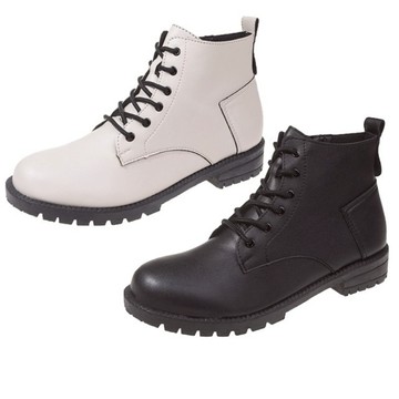 【白鳥麗子】馬汀靴 MIT帥氣拼接繫帶側拉鏈低跟短靴 店長推薦