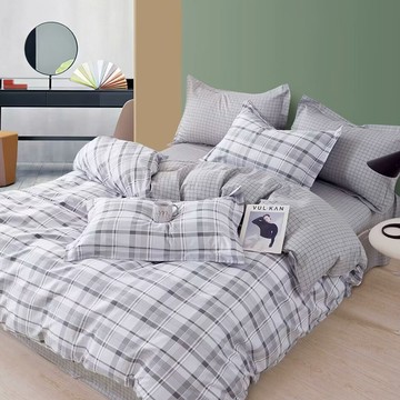 J-bedtime 床寢時光 台灣製100%純棉雙人加大床包枕套組-伯格-s9314l-h  雙人加大  灰色  床包 + 枕套2個