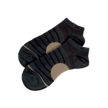 FootSpa輕護足弓透氣運動船襪-條紋 - L綠灰