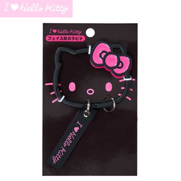 asdfkitty*KITTY大臉造型登山扣-黑色-鑰匙圈 扣環-日本正版商品